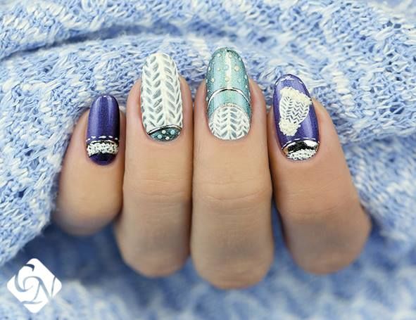 NailArt tips :  Winter top decorations- sweater design 